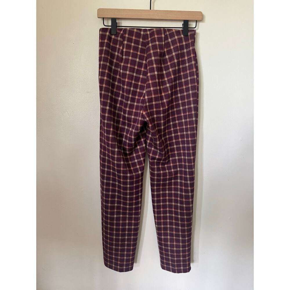 Ann Taylor Burgundy Plaid Ankle Pants XS Career Preppy - Picture 3 of 9